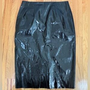 Topshop Faux Leather Pencil Skirt Black US 2 Back Slit